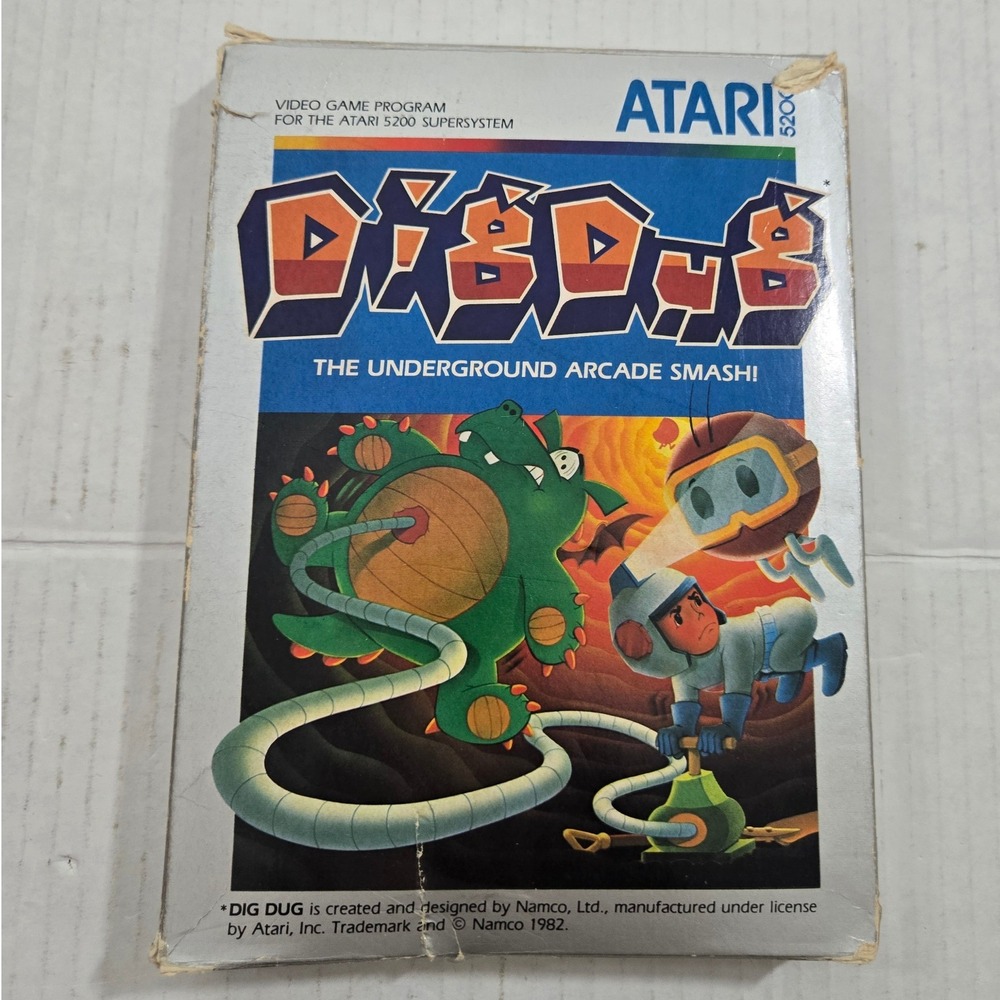 Vintage 1983 Atari 5200 Dig Dug Game CIB Complete Box Manual Cartridge USA Made